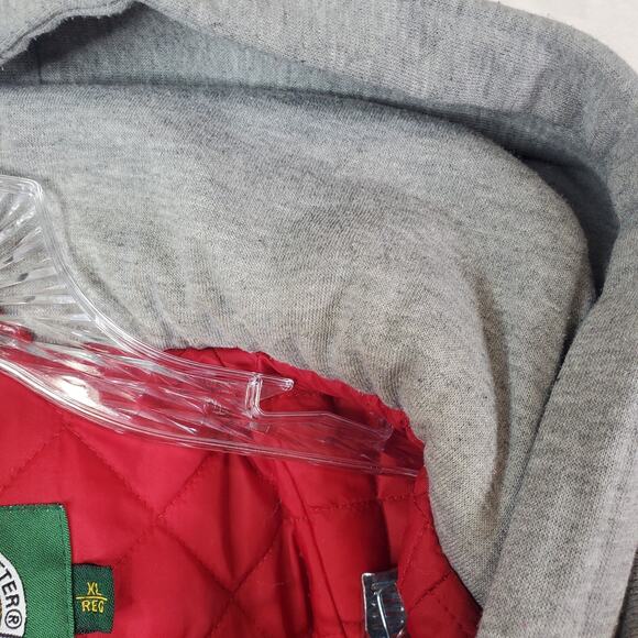 Vtg 90s Cabela's Men Sz XL Red/Gray Full Zip/Snaps Hooded Varsity Bomber Jacket - Picture 9 of 15